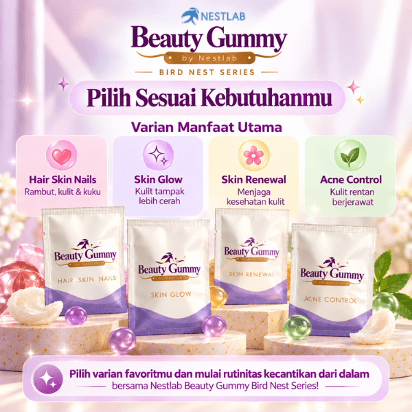 Empat varian Beauty Gummy: Hair Skin Nails, Skin Glow, Skin Renewal, Acne Control